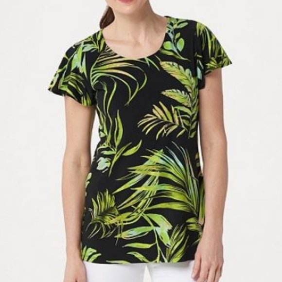 Susan Graver Tops - Susan Graver Liquid Knit Flutter Sleeve Top 1429